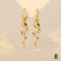 1 Piece Simple Style Snake Plating Inlay Copper Zircon 18k Gold Plated Drop Earrings sku image 2