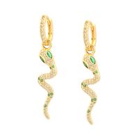 1 Piece Simple Style Snake Plating Inlay Copper Zircon 18k Gold Plated Drop Earrings main image 7