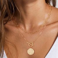 Hip-hop Cool Style Cross Heart Shape Lock Copper 14k Gold Plated Three Layer Necklace In Bulk main image 9