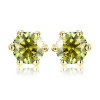 1 Pair Ig Style Shiny Round Gra Plating Inlay Sterling Silver Moissanite Silver Plated Ear Studs sku image 2