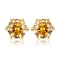 1 Pair Ig Style Shiny Round Gra Plating Inlay Sterling Silver Moissanite Silver Plated Ear Studs sku image 10