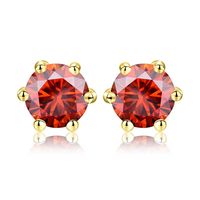 1 Pair Ig Style Shiny Round Gra Plating Inlay Sterling Silver Moissanite Silver Plated Ear Studs sku image 11