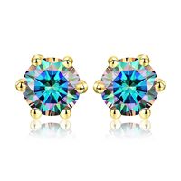 1 Pair Ig Style Shiny Round Gra Plating Inlay Sterling Silver Moissanite Silver Plated Ear Studs sku image 12