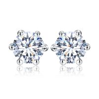 1 Pair Ig Style Shiny Round Gra Plating Inlay Sterling Silver Moissanite Silver Plated Ear Studs sku image 3
