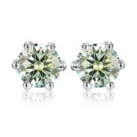 1 Pair Ig Style Shiny Round Gra Plating Inlay Sterling Silver Moissanite Silver Plated Ear Studs sku image 5