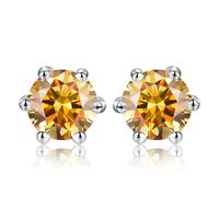 1 Pair Ig Style Shiny Round Gra Plating Inlay Sterling Silver Moissanite Silver Plated Ear Studs sku image 7