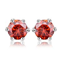 1 Pair Ig Style Shiny Round Gra Plating Inlay Sterling Silver Moissanite Silver Plated Ear Studs sku image 8