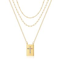 Hip-hop Cool Style Cross Heart Shape Lock Copper 14k Gold Plated Three Layer Necklace In Bulk sku image 10