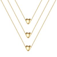 Hip-hop Cool Style Cross Heart Shape Lock Copper 14k Gold Plated Three Layer Necklace In Bulk sku image 8