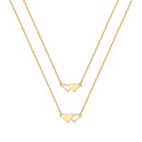 Hip-hop Cool Style Cross Heart Shape Lock Copper 14k Gold Plated Three Layer Necklace In Bulk sku image 2