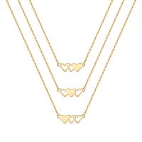 Hip-hop Cool Style Cross Heart Shape Lock Copper 14k Gold Plated Three Layer Necklace In Bulk sku image 9