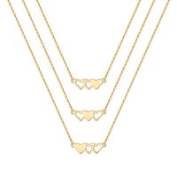 Hip Hop Style Cool Traverser Forme De Cœur Cadenas Le Cuivre Plaqué Or 14k Collier À Trois Couches En Masse sku image 9