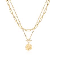 Hip-hop Cool Style Cross Heart Shape Lock Copper 14k Gold Plated Three Layer Necklace In Bulk sku image 5