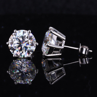1 Pair Ig Style Shiny Round Gra Plating Inlay Sterling Silver Moissanite Silver Plated Ear Studs main image 8