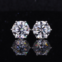 1 Pair Ig Style Shiny Round Gra Plating Inlay Sterling Silver Moissanite Silver Plated Ear Studs main image 7