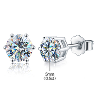1 Pair Ig Style Shiny Round Gra Plating Inlay Sterling Silver Moissanite Silver Plated Ear Studs main image 2