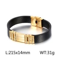 Simple Style Commute Color Block Pu Leather Titanium Steel Irregular Plating 18K Gold Plated Men's Bangle sku image 2