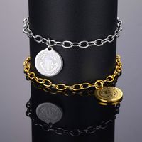 Vintage Style Simple Style Round Stainless Steel Plating 18k Gold Plated Unisex Bracelets main image 1