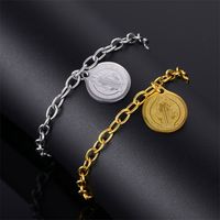 Vintage Style Simple Style Round Stainless Steel Plating 18k Gold Plated Unisex Bracelets main image 3