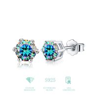 1 Pair Ig Style Shiny Round Gra Plating Inlay Sterling Silver Moissanite Silver Plated Ear Studs main image 5