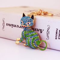 Simple Style Cat Alloy Inlay Rhinestones Women's Keychain main image 6