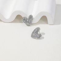 1 Pair Cute Romantic Heart Shape Plating Inlay Alloy Rhinestones Ear Studs main image 6