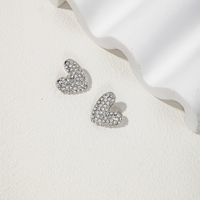 1 Pair Cute Romantic Heart Shape Plating Inlay Alloy Rhinestones Ear Studs main image 4