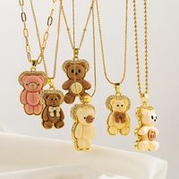 Basic Classic Style Little Bear Arylic Copper Plating Inlay Acrylic Zircon 18k Gold Plated Jewelry Accessories main image 1