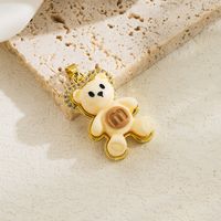 Basic Classic Style Little Bear Arylic Copper Plating Inlay Acrylic Zircon 18k Gold Plated Jewelry Accessories main image 3