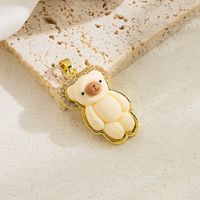 Basic Classic Style Little Bear Arylic Copper Plating Inlay Acrylic Zircon 18k Gold Plated Jewelry Accessories main image 4