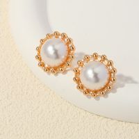 1 Piece Princess Classical Cute Round Plating Inlay Alloy Artificial Pearls Ear Studs main image 6