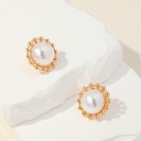 1 Piece Princess Classical Cute Round Plating Inlay Alloy Artificial Pearls Ear Studs main image 9
