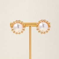 1 Piece Princess Classical Cute Round Plating Inlay Alloy Artificial Pearls Ear Studs main image 8