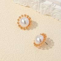 1 Piece Princess Classical Cute Round Plating Inlay Alloy Artificial Pearls Ear Studs main image 4