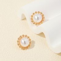 1 Piece Princess Classical Cute Round Plating Inlay Alloy Artificial Pearls Ear Studs main image 1