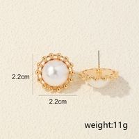 1 Piece Princess Classical Cute Round Plating Inlay Alloy Artificial Pearls Ear Studs main image 3