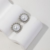 1 Piece Princess Classical Cute Round Plating Inlay Alloy Artificial Pearls Ear Studs main image 5