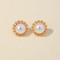 1 Piece Princess Classical Cute Round Plating Inlay Alloy Artificial Pearls Ear Studs sku image 1