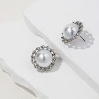 1 Piece Princess Classical Cute Round Plating Inlay Alloy Artificial Pearls Ear Studs sku image 2