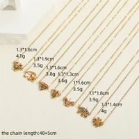 Wholesale Vacation Simple Style Heart Shape Owl Butterfly 304 Stainless Steel Brass Plating Chain Inlay Zircon Pendant Necklace main image 2