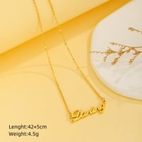 Titanium Steel 18K Gold Plated Retro Plating Inlay Letter Rectangle Zircon Pendant Necklace sku image 1