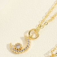 Simple Style Sun Moon Crown Copper 14k Gold Plated Zircon Pendant Necklace In Bulk sku image 4