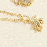Simple Style Sun Moon Crown Copper 14k Gold Plated Zircon Pendant Necklace In Bulk sku image 6
