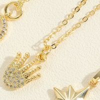 Simple Style Sun Moon Crown Copper 14k Gold Plated Zircon Pendant Necklace In Bulk sku image 3