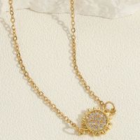 Simple Style Sun Moon Crown Copper 14k Gold Plated Zircon Pendant Necklace In Bulk sku image 2
