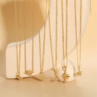 Simple Style Sun Moon Crown Copper 14k Gold Plated Zircon Pendant Necklace In Bulk main image 9