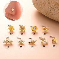 Classic Style Animal Cross Stainless Steel Copper Plating Inlay Zircon 18k Gold Plated Nose Studs main image 1