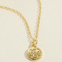Simple Style Flower Butterfly Lock Brass 14k Gold Plated Pendant Necklace In Bulk sku image 4