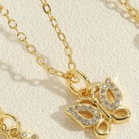 Simple Style Flower Butterfly Lock Brass 14k Gold Plated Pendant Necklace In Bulk sku image 3