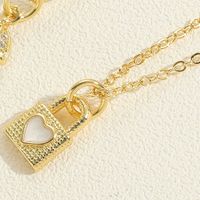 Simple Style Flower Butterfly Lock Brass 14k Gold Plated Pendant Necklace In Bulk sku image 2